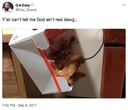Funny tweet about fried chicken
