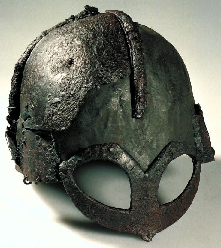 The original viking helmet called the Gjermundbu helmet
