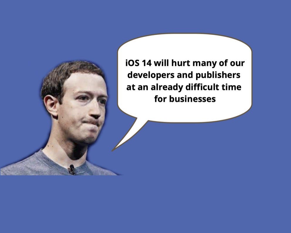 Mark Zuckerberg, Facebook blog post: iOS 14 will hurt Audience network