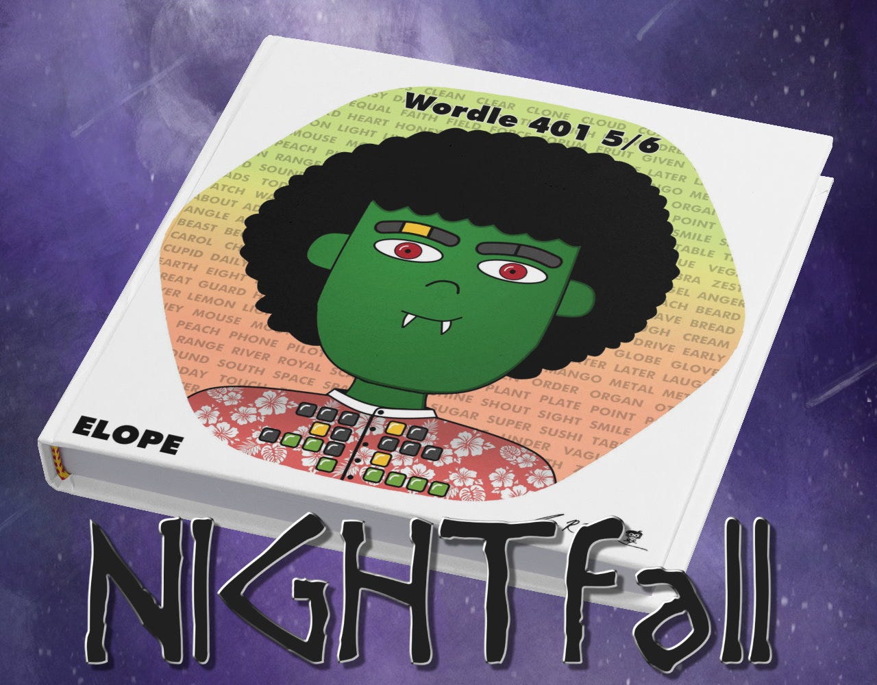 NIGHTfall #9 depicted as a book floating in space behind a NIGHTfall logo.