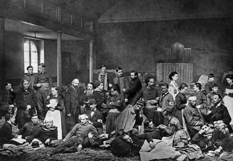 Auguste Bauernheinz, Wounded French soldiers from Gen. Bourbaki’s army interned in Lausanne (Franco-Prussian War), Switzerland, 1871, ICRC archives (ARR)