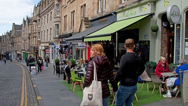 The pandemic pushed cars out of Edinburgh. 