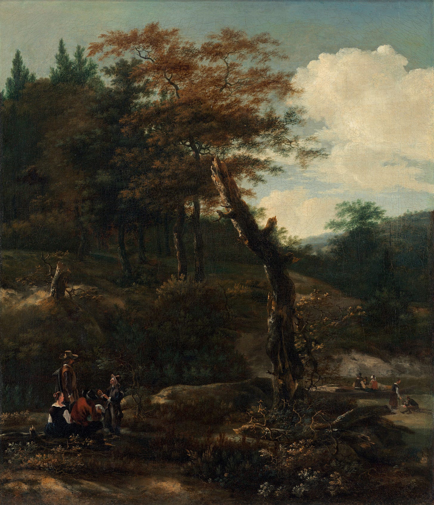 Wooded Landscape with Travelers, late 1640s by Adam Pynacker