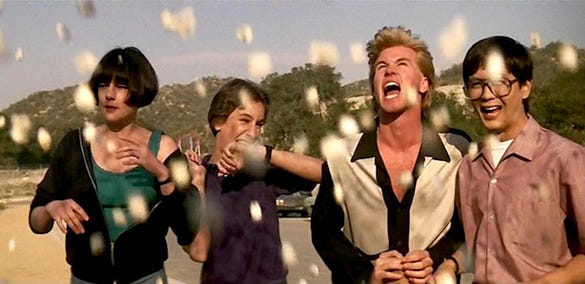 From left, Michelle Meyrink, Gabe Jarret, Val Kilmer and Mark Kamiyama star in "Real Genius," a 1985 college comedy directed by Martha Coolidge.