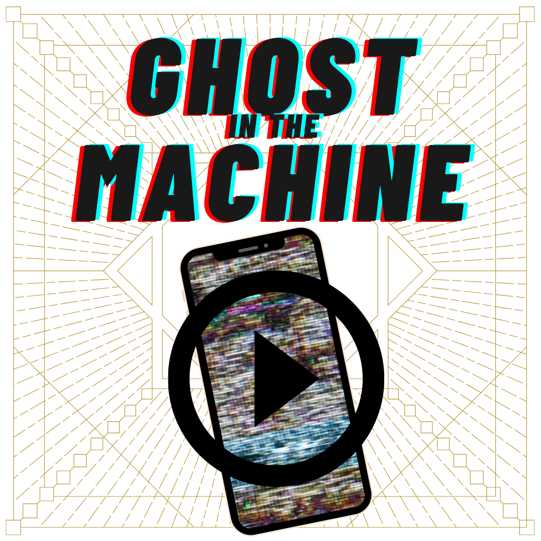 Cover image for Ghost in the Machine: title and a static-filled phone