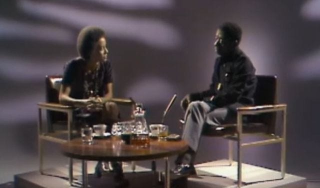 A still from James Baldwin and Nikki Giovanni in conversation