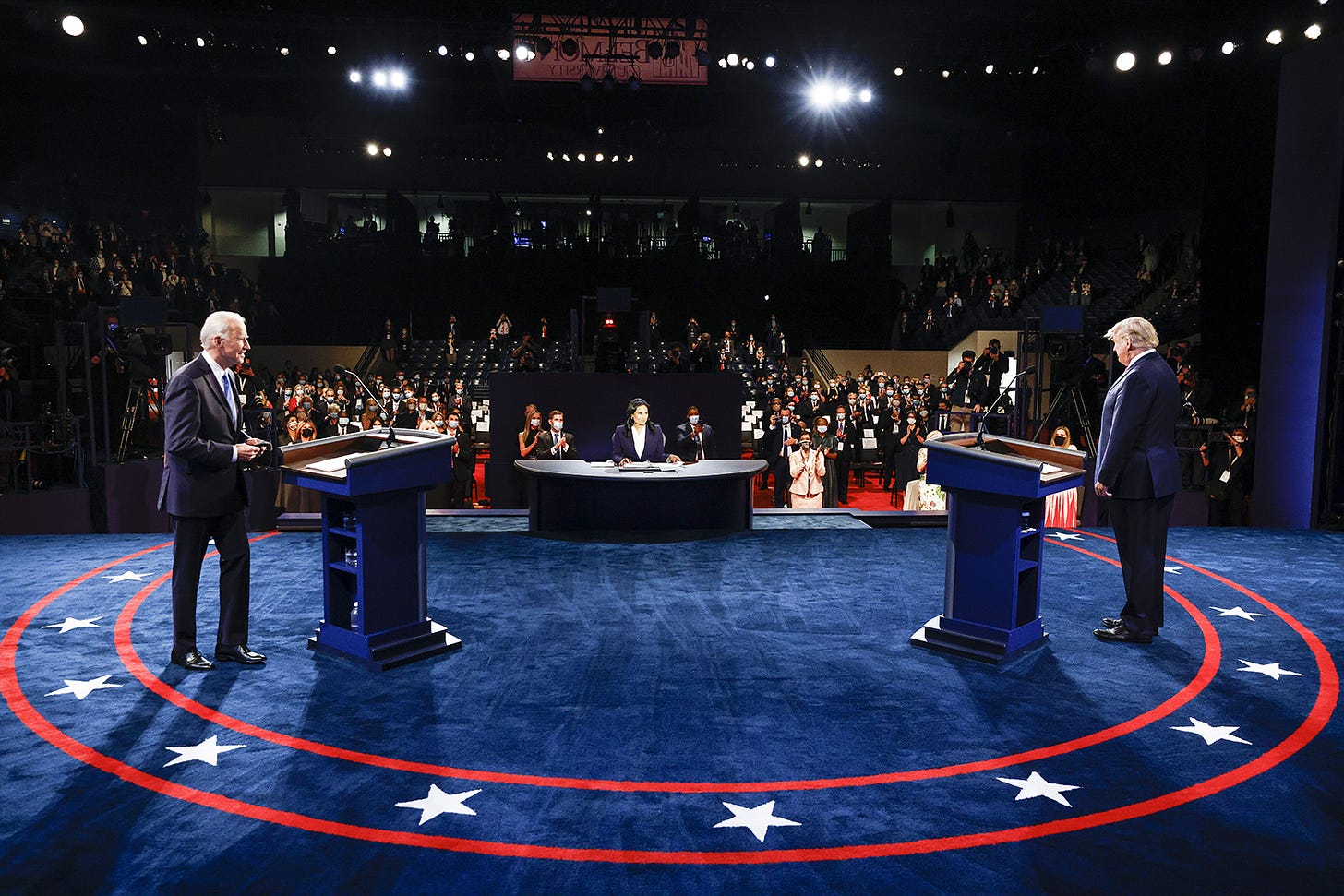 President Donald Trump and Democratic presidential candidate Joe Biden participate in the final presidential debate at Belmont University on Thursday in Nashville. 
