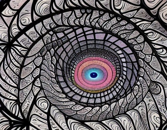 Mesmerizing spiral curving in on itself. AI generated art.