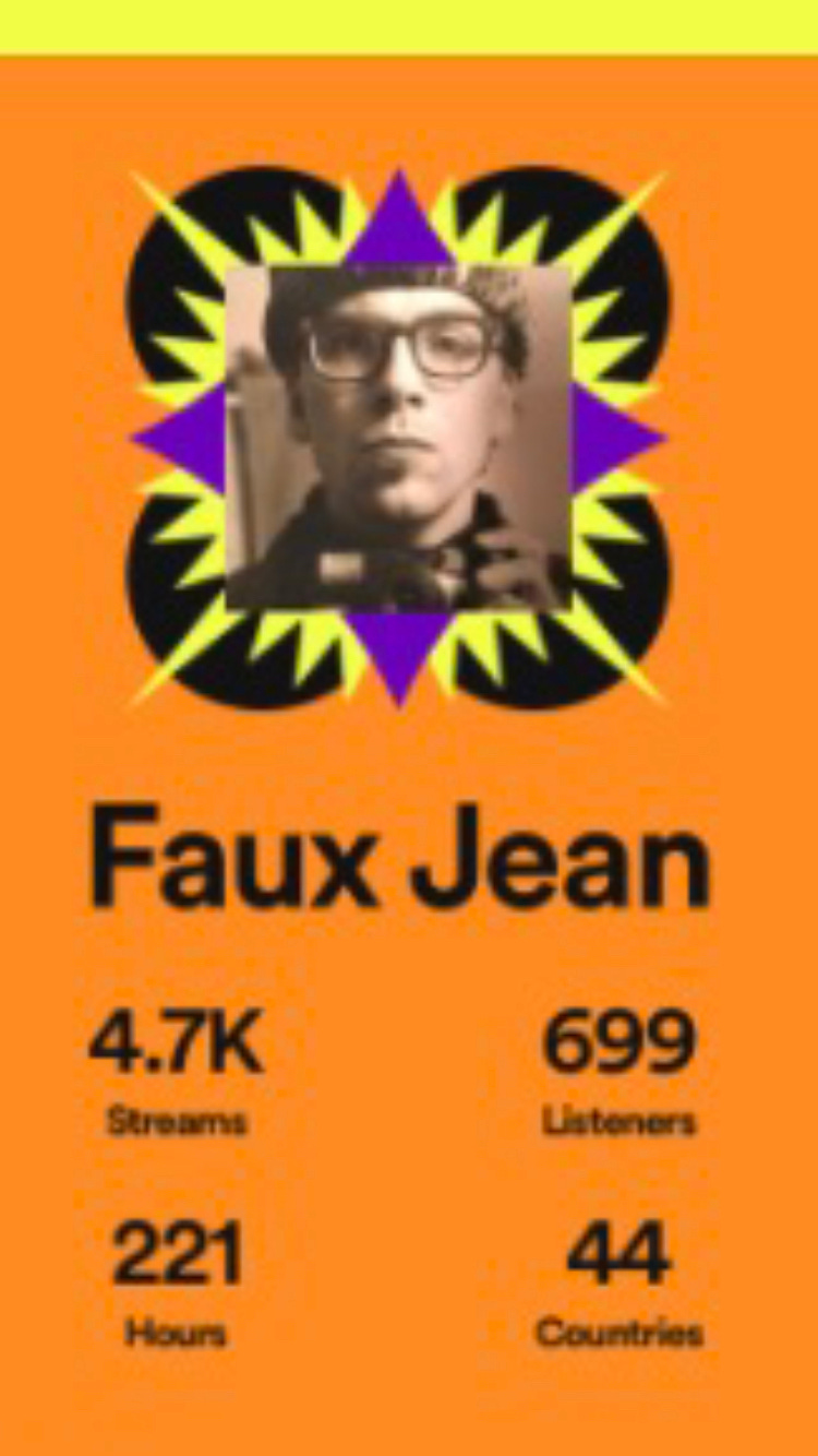 Faux Jean's Spotify Wrapped inforgraphic