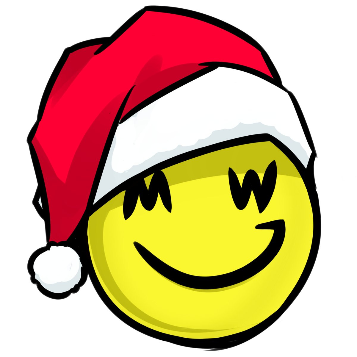grin smiely logo wearing a santa cap