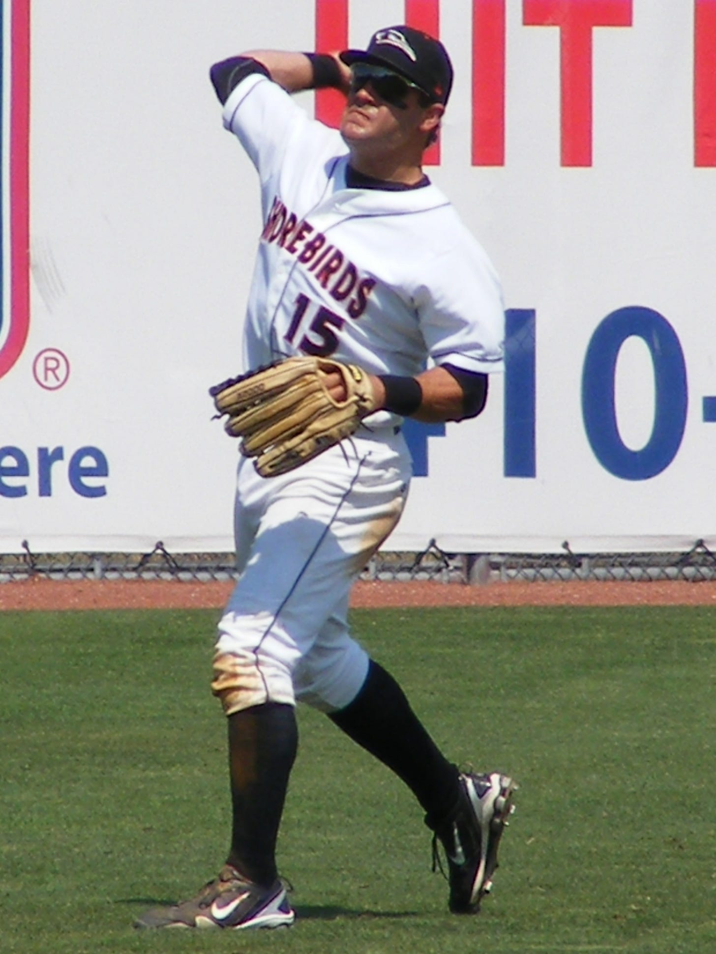 Between innings of this game in June, I snapped T.J. Baxter playing catch and getting loosened up.