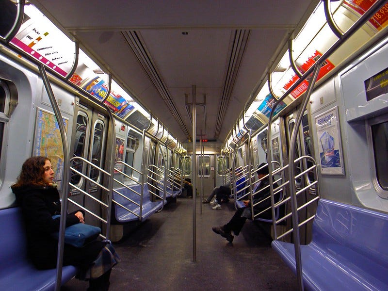 Interior of a New York City subway car
