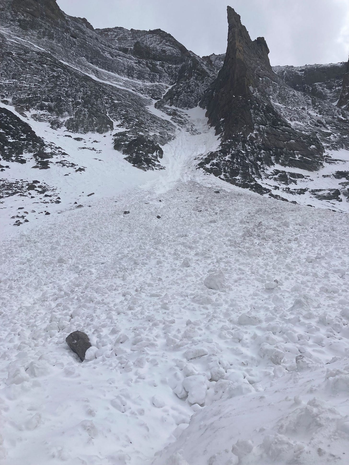 Avalanche debris on Dreamweaver Couloir on Mount Meeker  May 29, 2022 Courtesy Rocky Mountain National Park smaller size.jpg