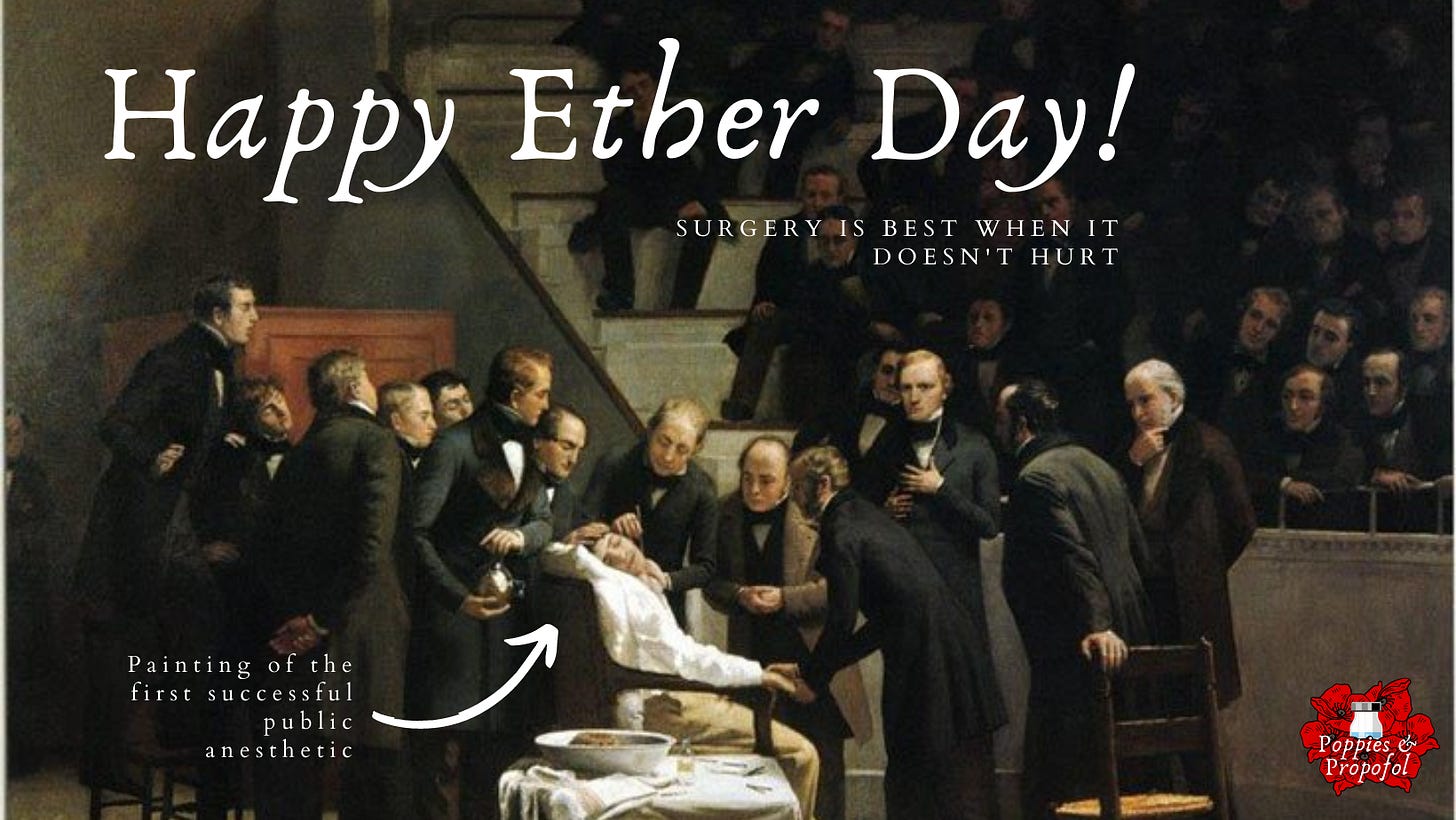 Image of the first public use of ether for surgery. Painting by Robert Cutler Hinckley, 1893. 