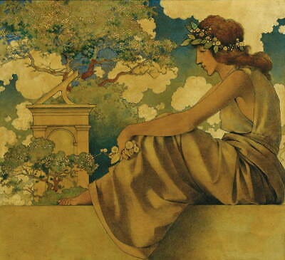 Maxfield Parrish Seated Woman Giclee Art Paper Print Poster Reproduction |  eBay