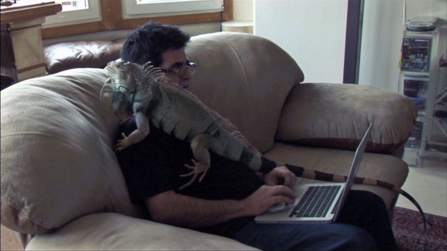 Jafar Panahi and his pet lizard Igi