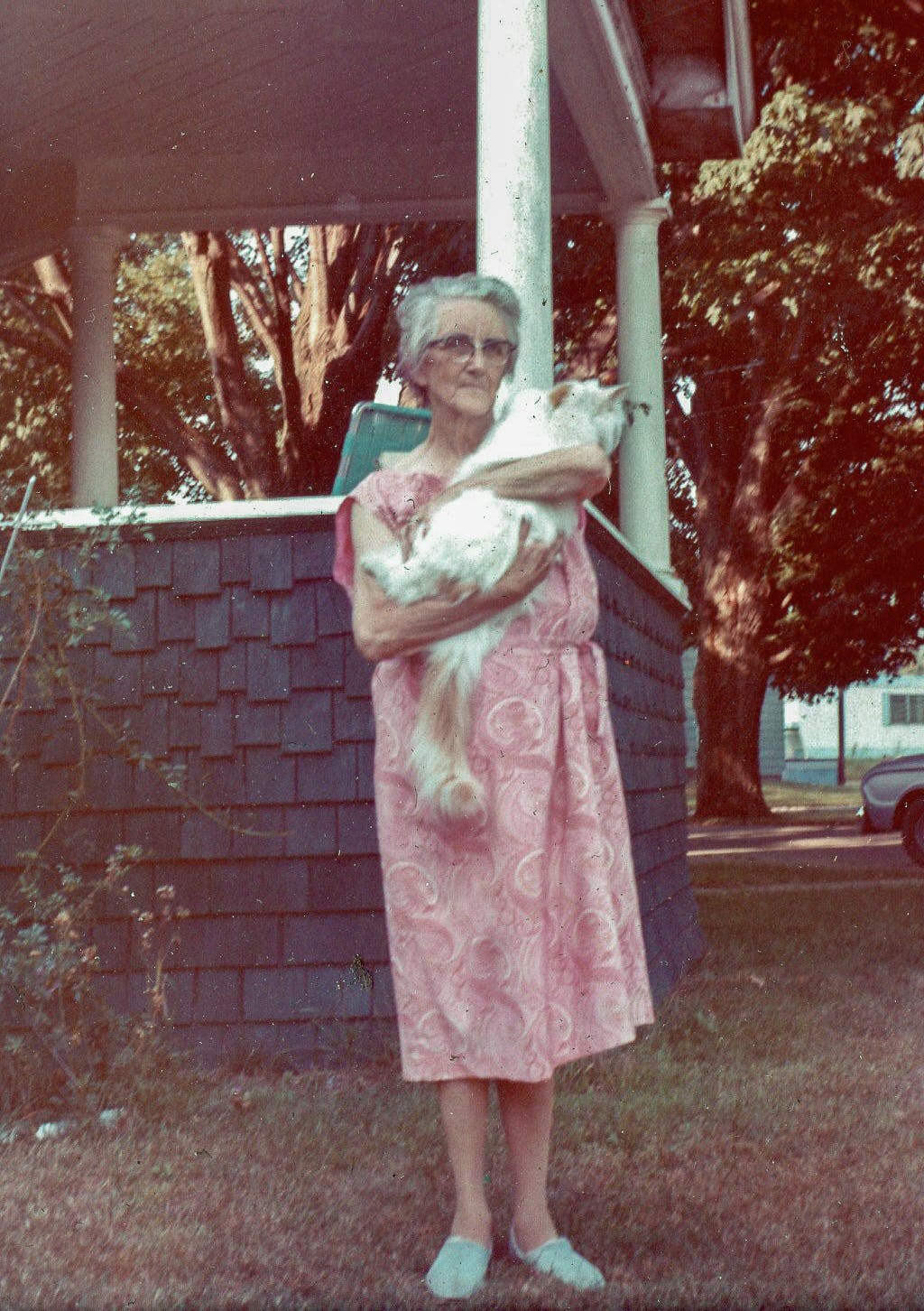 Ethel holding her cat
