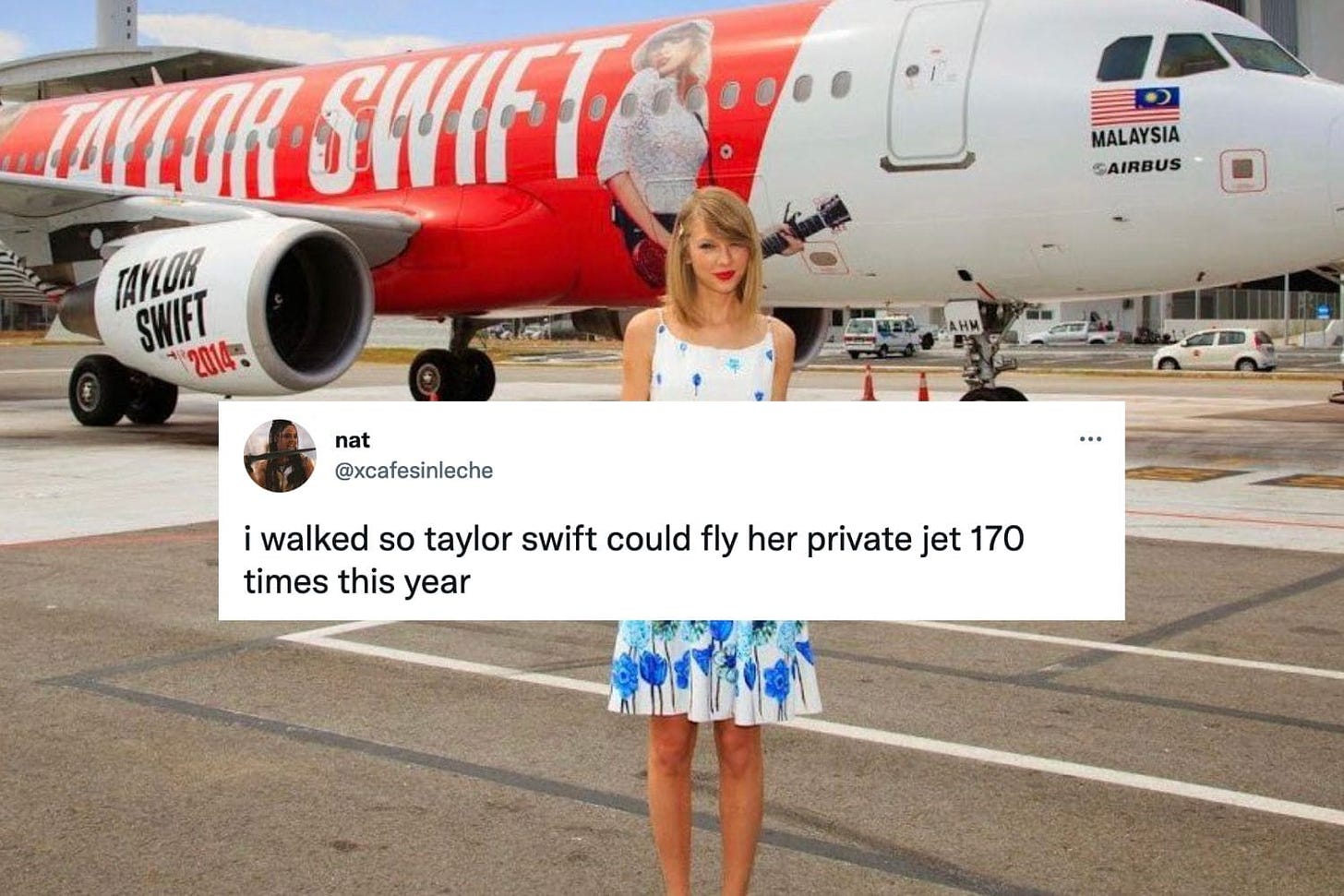 The Best Tweets and Memes Roasting Taylor Swift for Her Private Jet Flights  - Let's Eat Cake
