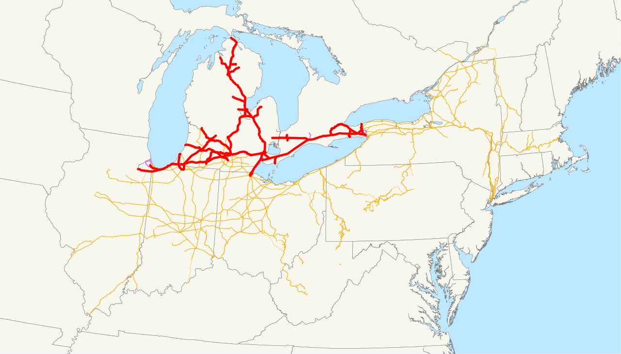 Michigan Central Railroad system map (1918).svg