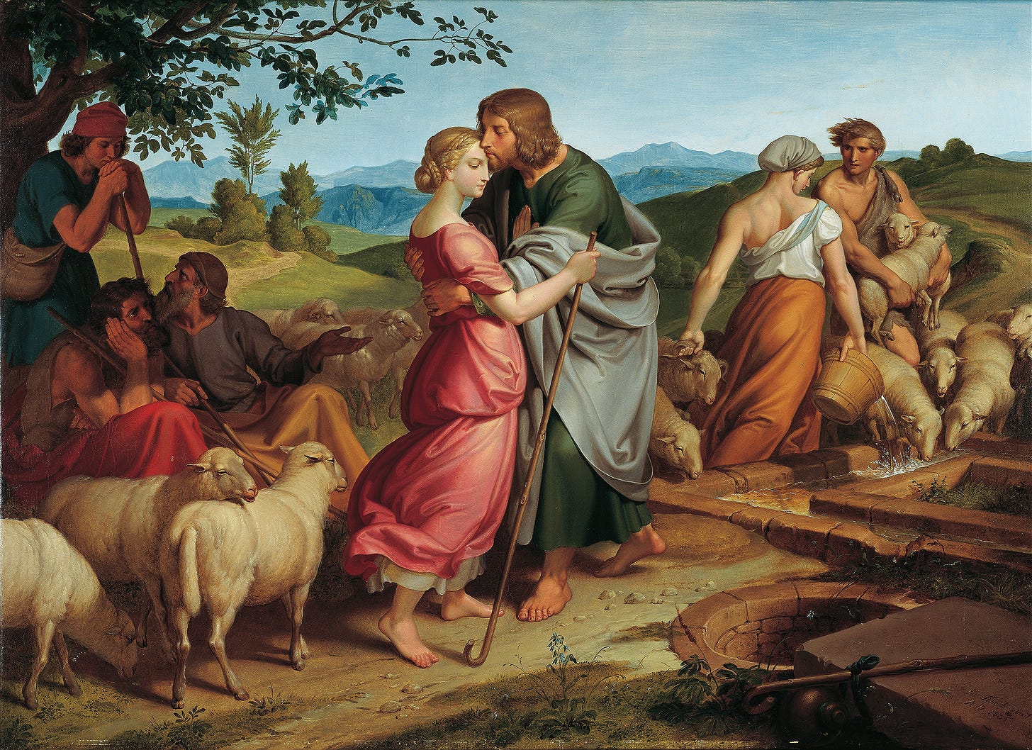 Jacob meets Rachel with her father’s herds (1836) by Joseph von Führich (Austrian, 1800 - 1876)