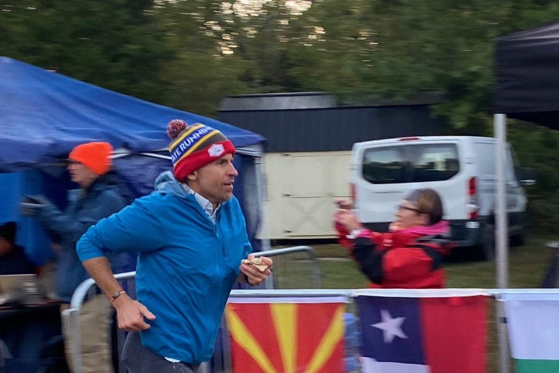 Harvey Lewis sets the Backyard Ultra, running for 85 hours, sometimes ‘flying’ off even though it made no sense to run fast. Photos: Tracy Outlaw
