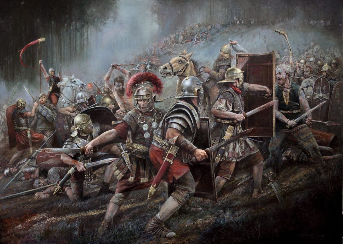 Battle Painting by artist from Devon, UK | Roman painting, Roman warriors, Roman history