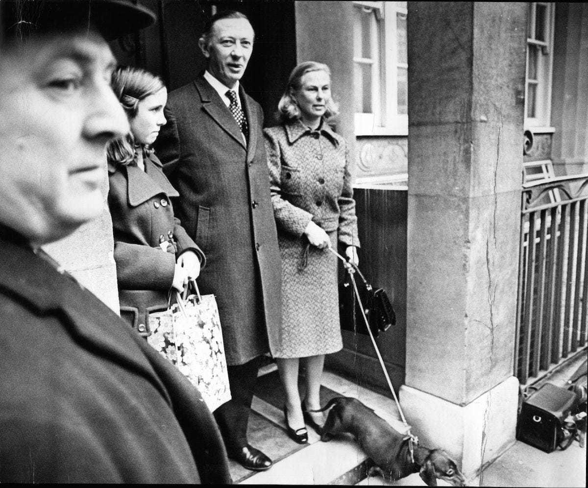 Robert Carr (baron Carr Of Hadley) And Wife Joan Baronss Carr And Daughter  Virginia At Their Westminster Flat With Special Branch Policemen After Bomb  Attack At Their Home. Leonard Robert Carr Baron
