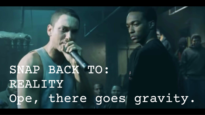 Still from 8 Mile with lyrics from Lose Yourself overlaid
