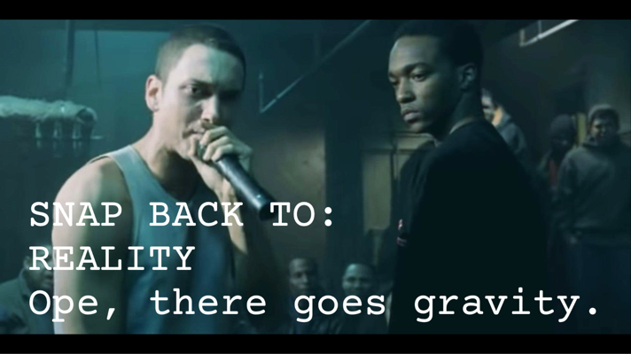 Still from 8 Mile with lyrics from Lose Yourself overlaid Still from 8 Mile with lyrics from Lose Yourself overlaid
