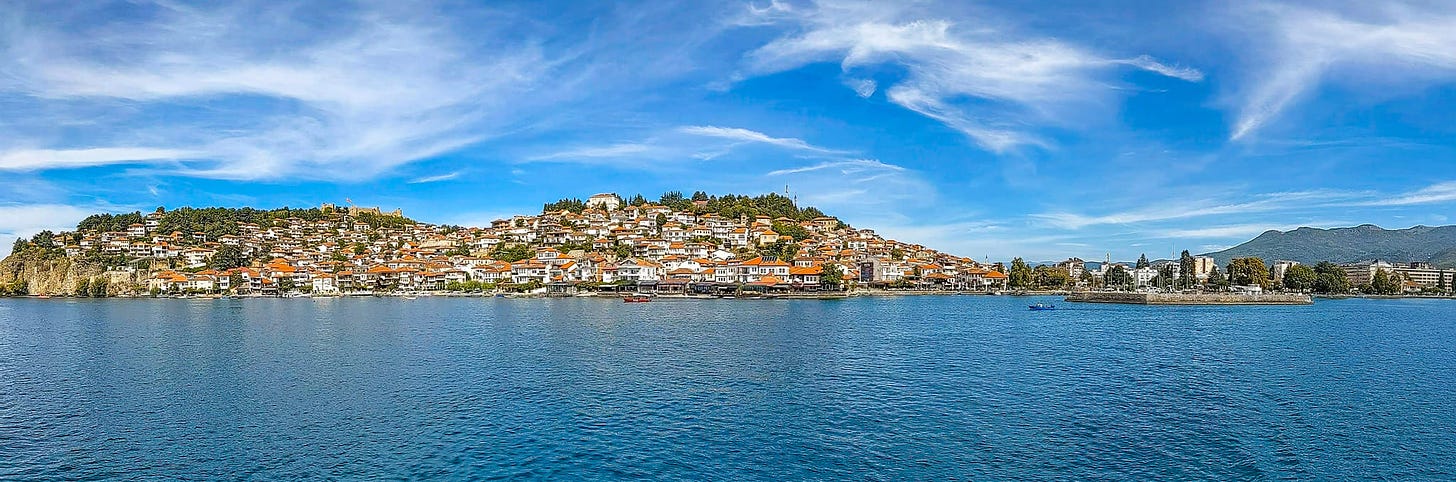 The town of Ohrid from the water.
