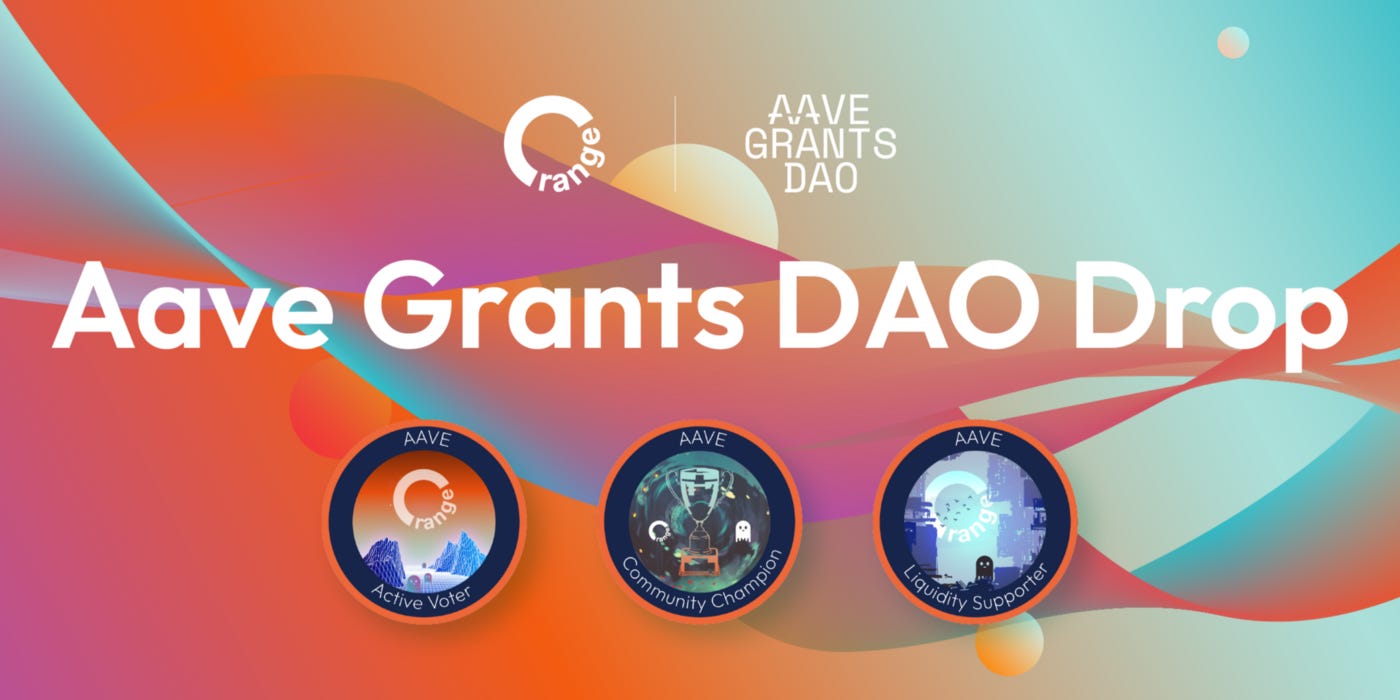 The three reputation-based NFTs you can earn from the Aave Grants DAO x Orange Protocol campaign.