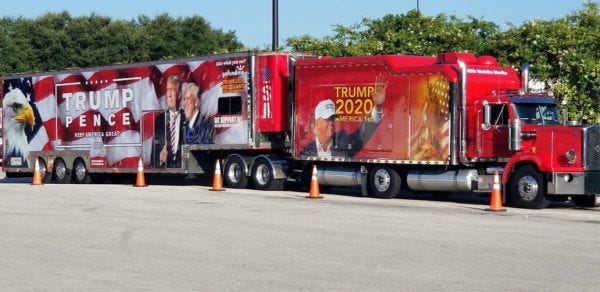 Unique 'Red Giant' semi truck tours country in support of Trump 2020 and  'positive political advertisements'
