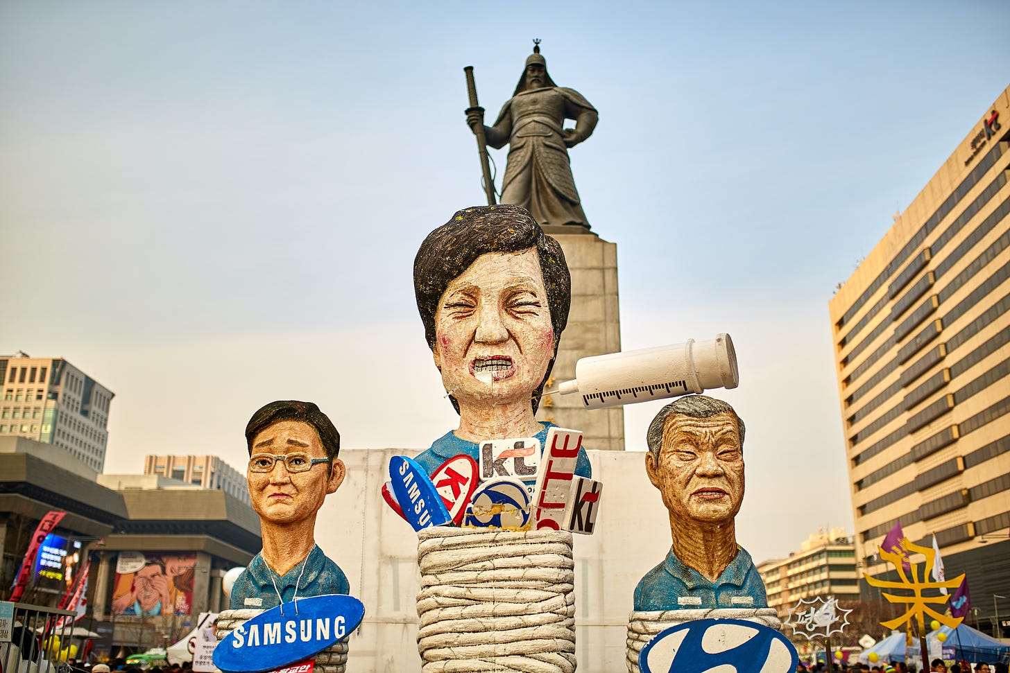 These were some sculptures created for the protest in seoul before the south korean president Park Geun Hye was impeached.