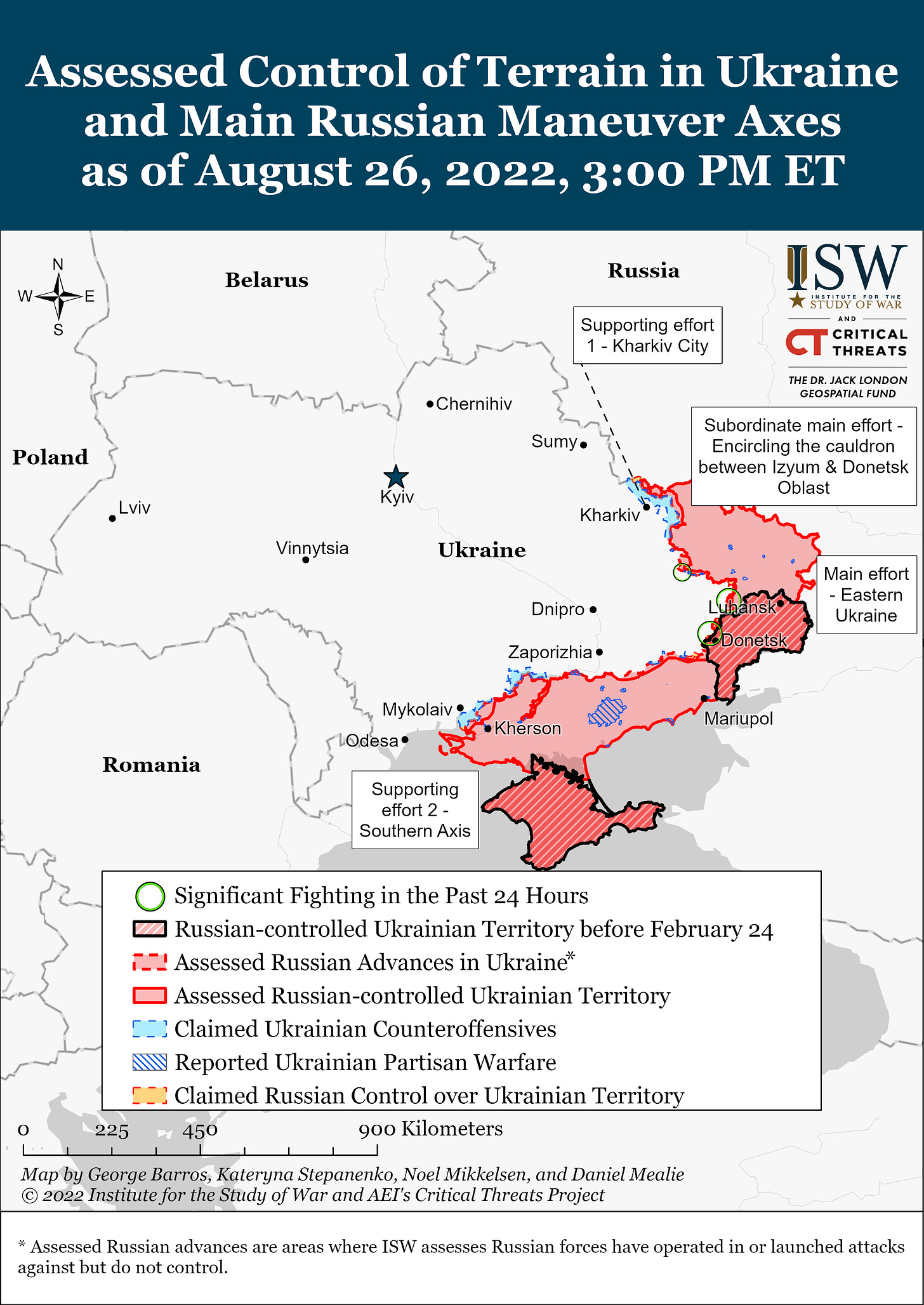 Institute for the Study of War and AEI's Critical Threats Project image depicting Russian progress in the Ukraine war