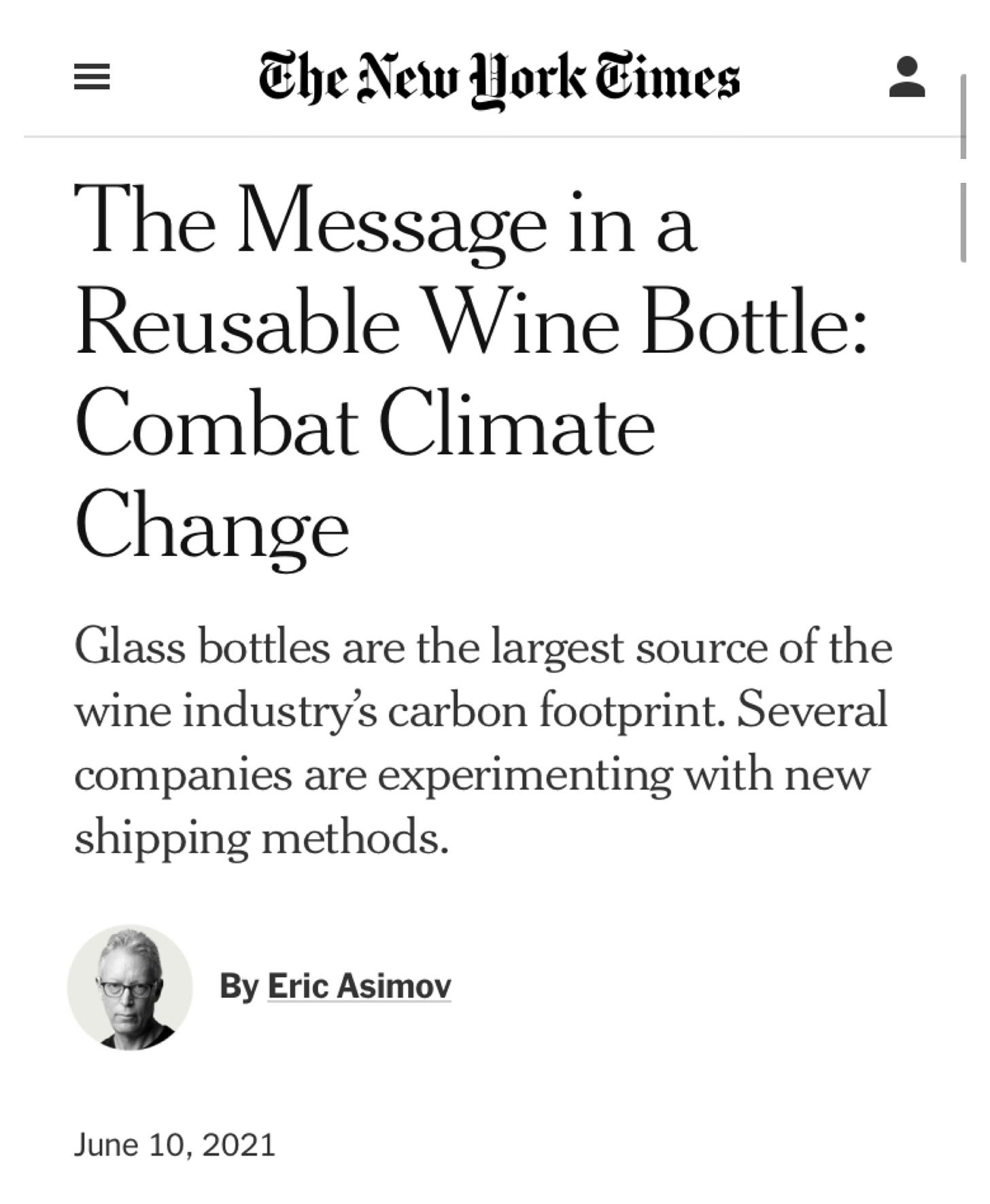 The Message in a Reusable Wine Bottle: Combat Climate Change - The New York  Times