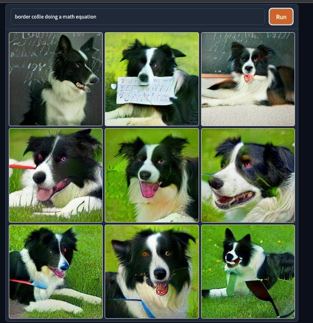 9 AI-generated images of border collies