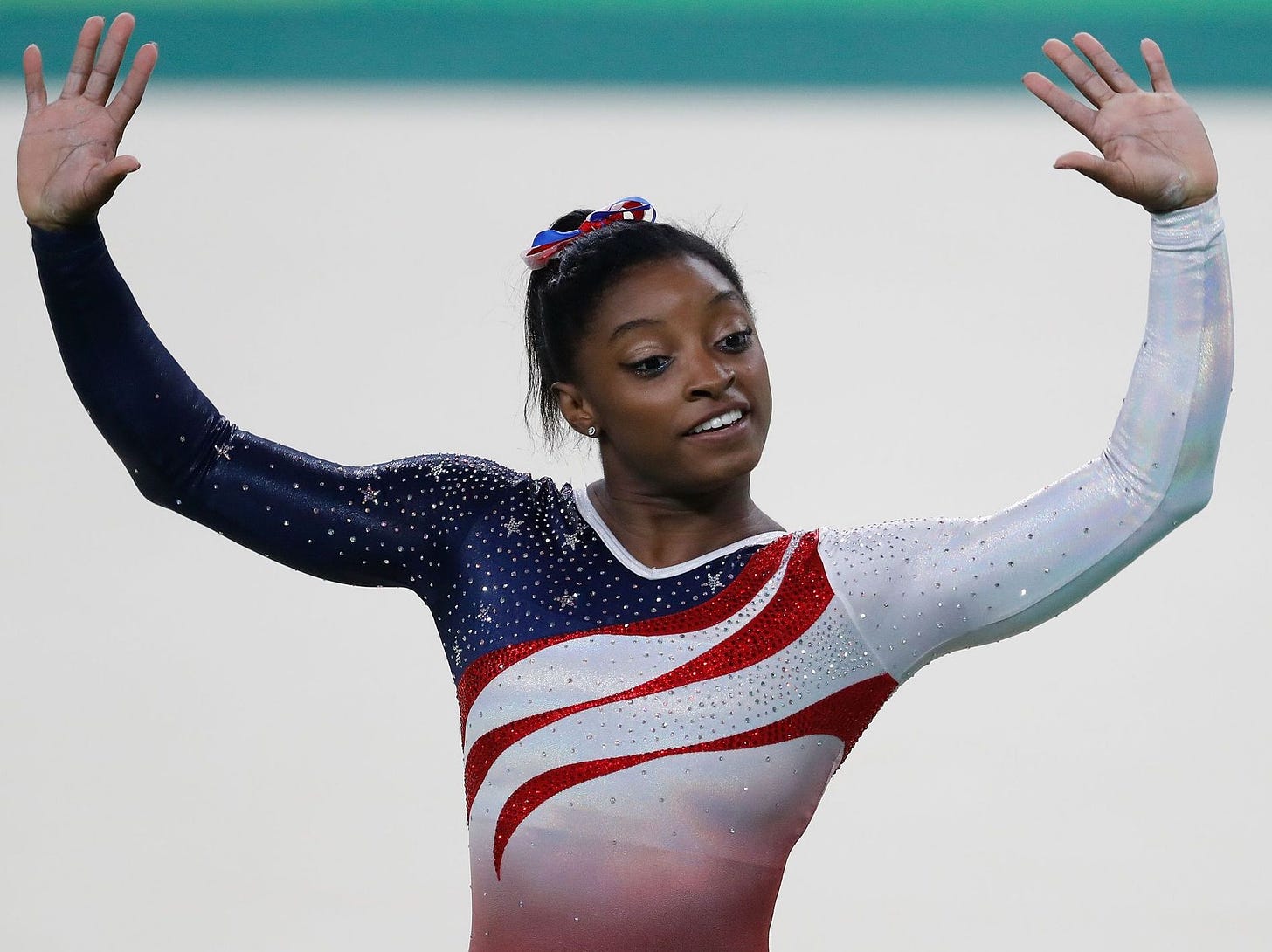 Simone Biles in a leotard during the 2016 Olympics