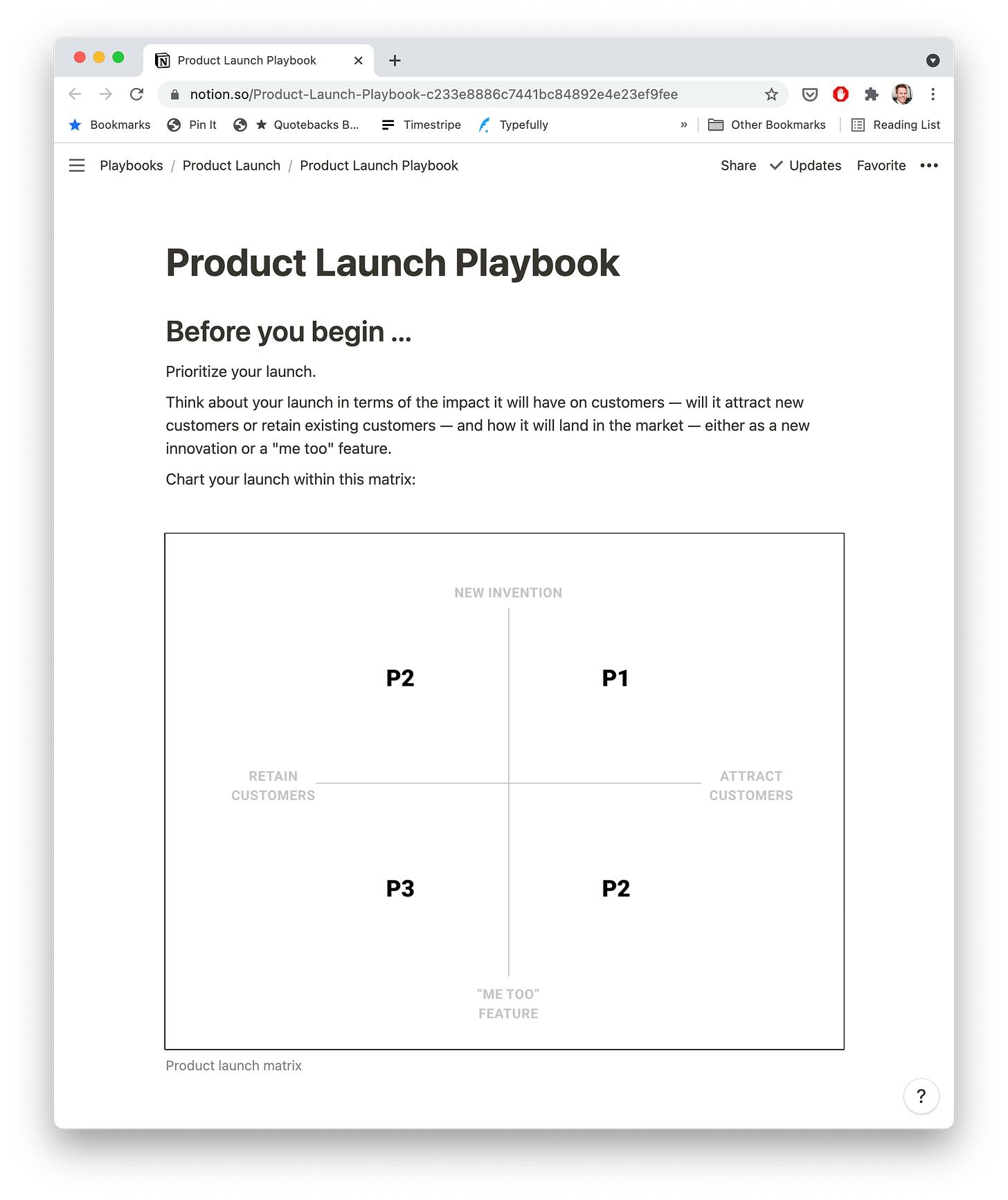 Product launch playbook in Notion