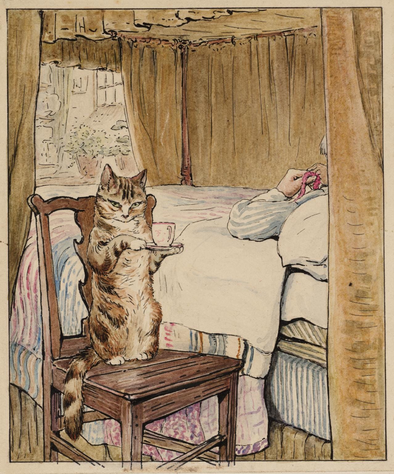 Helen Beatrix Potter, ‘Simpkin at the Tailor’s Bedside’ c.1902