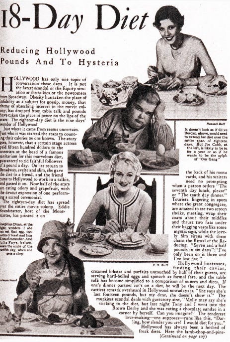 Image of magazine article on 18-Day Diet featuring several photos of people eating breakfast.