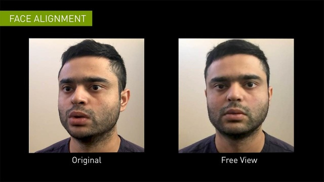 The face alignment feature in the NVIDIA Maxine platform.