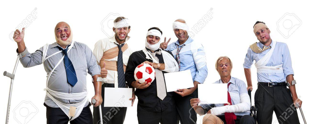 Team Of Injured And Happy Businessmen After A Soccer Game Stock Photo,  Picture And Royalty Free Image. Image 10605601.