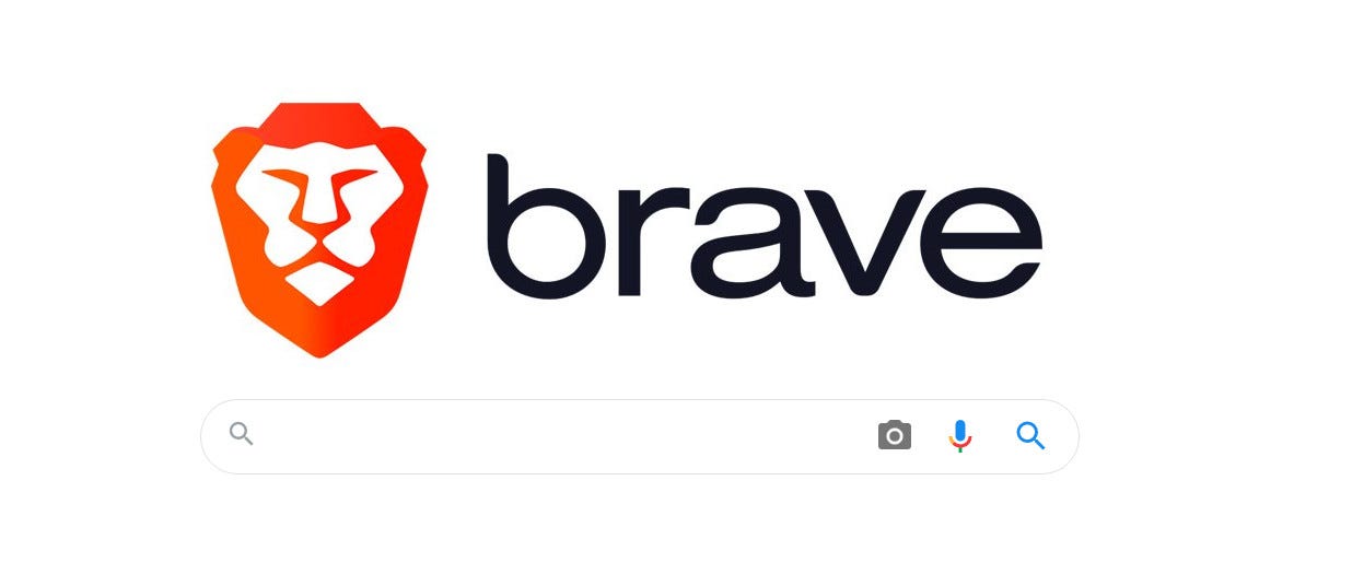 Imagem com logo do Brave em uma página de busca