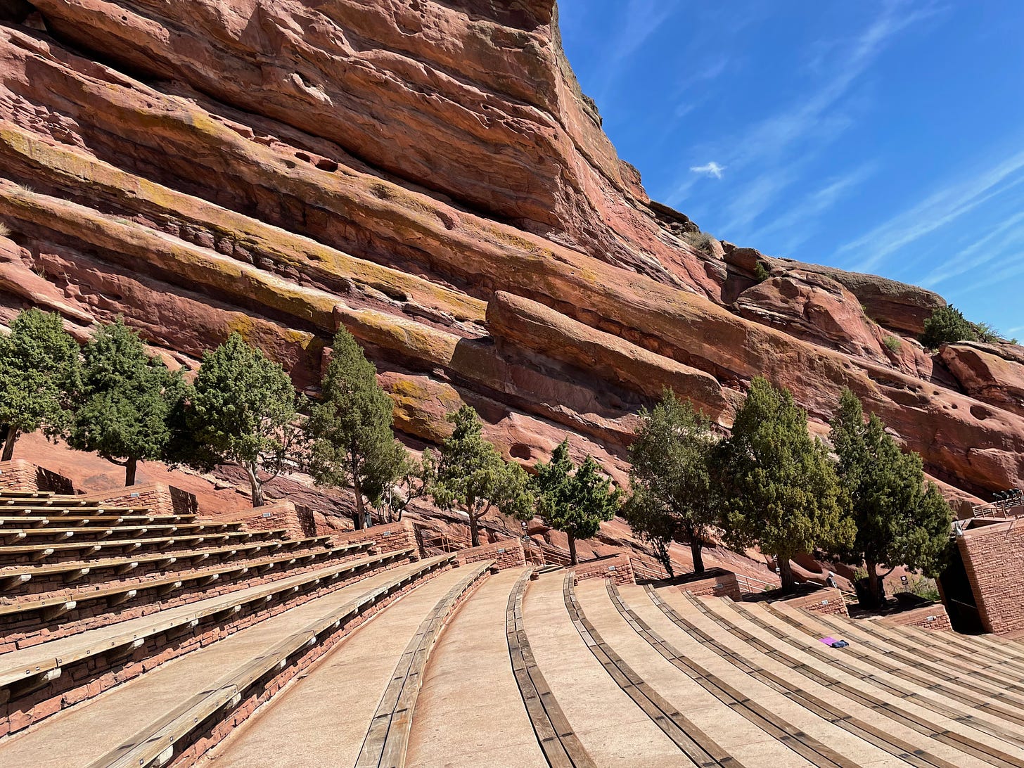 The view of the Red Rocks surrounding the amphitheater