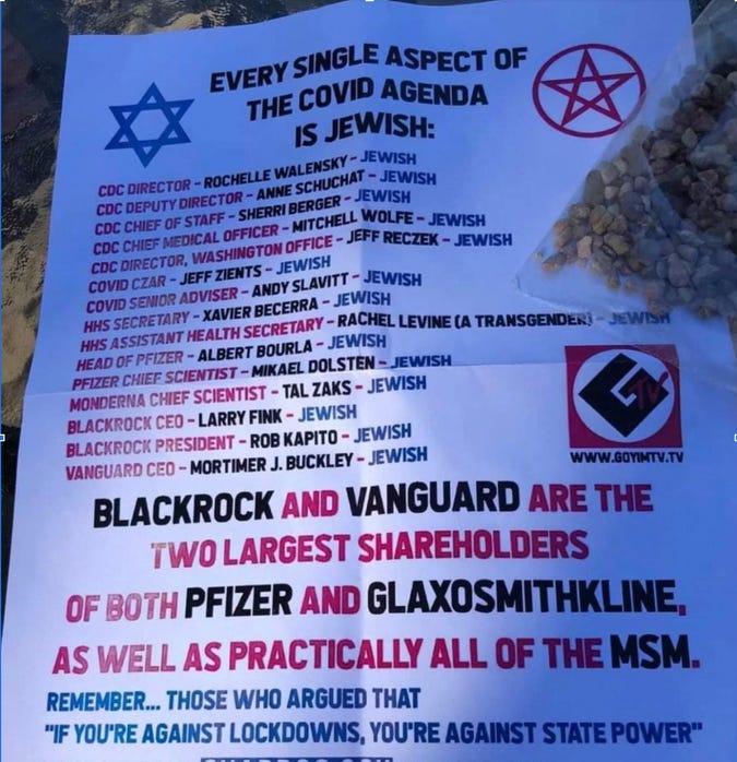 Antisemitic flyer distributed in Beverly Hills by the Forward
			