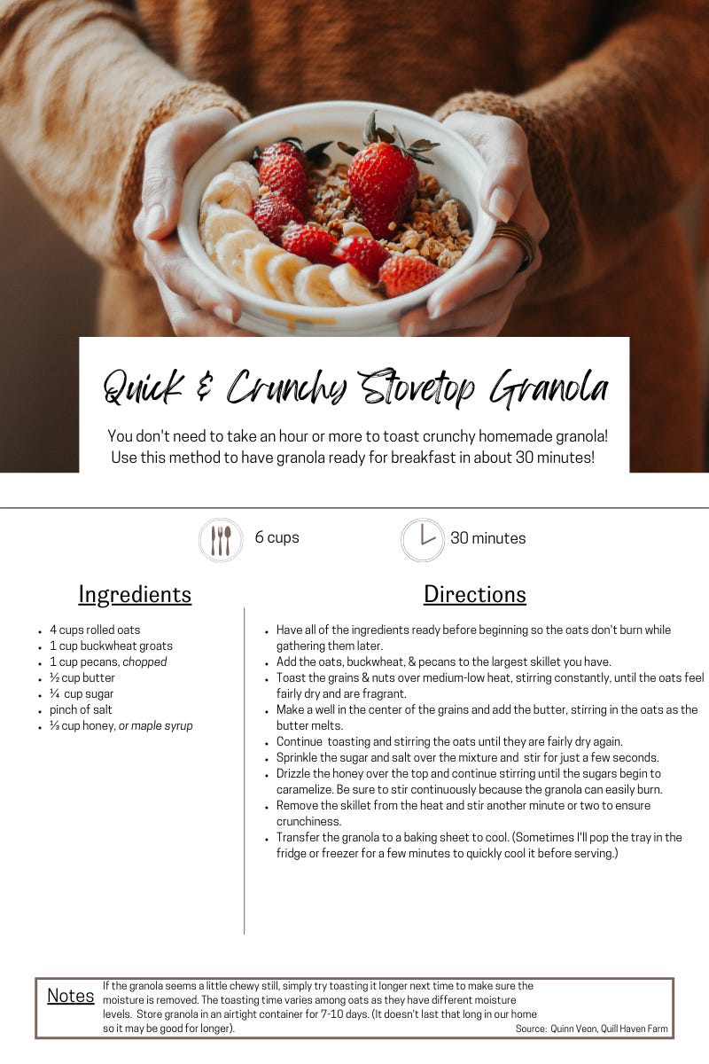 Quick & Crunchy Stovetop Granola Recipe