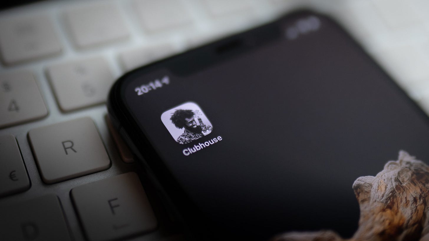 Clubhouse on a phone. (William Krause / Unsplash)