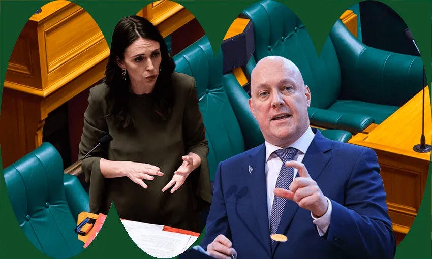 On the economy, most back Christopher Luxon’s National over Jacinda Ardern’s Labour. Image: Tina Tiller 
