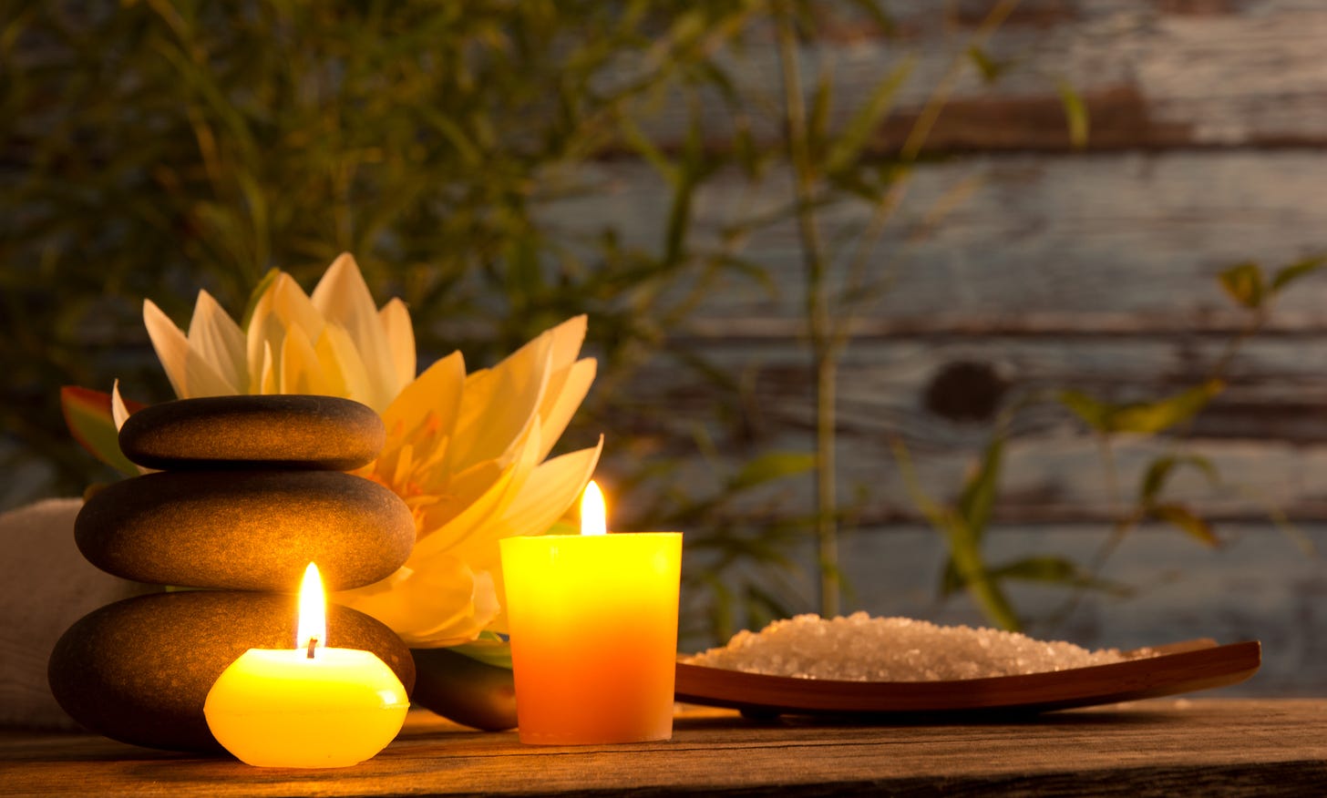 candles and stones for relaxing meditation