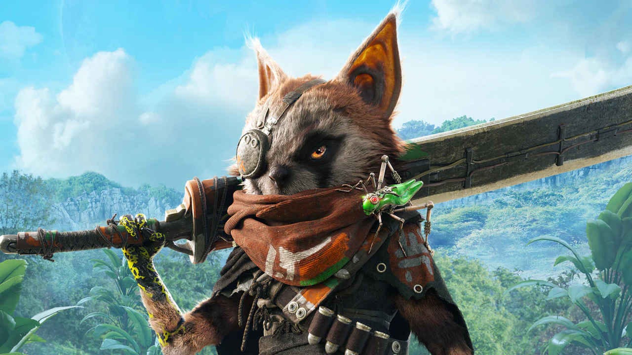 A anthropomorphic rodent holding a big sword in Biomutant